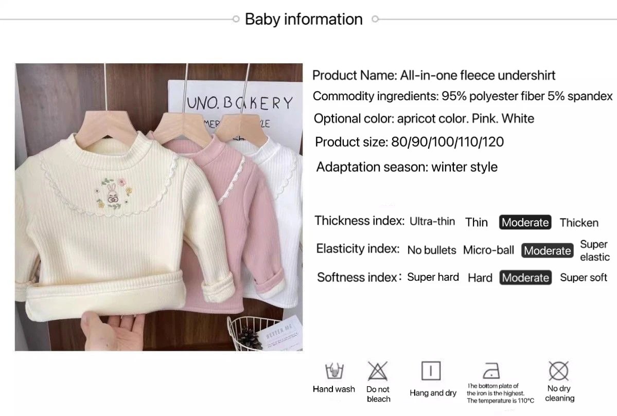 1pcs Children's T-Shirts Cartoon Embroidery Velvet warm top Kids Half High Collar Long Sleeve Base Shirt Girls Tshirts Clothes