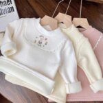 1pcs Children's T-Shirts Cartoon Embroidery Velvet warm top Kids Half High Collar Long Sleeve Base Shirt Girls Tshirts Clothes - Image 6