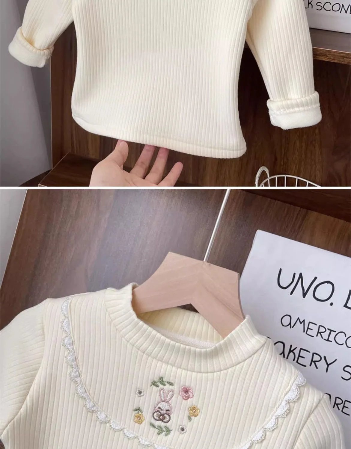 1pcs Children's T-Shirts Cartoon Embroidery Velvet warm top Kids Half High Collar Long Sleeve Base Shirt Girls Tshirts Clothes