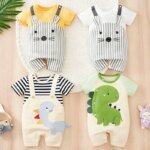 Newborn Baby Clothes Unisex Cute cartoon animal Print Summer cotton Short Sleeve Romper Infant Toddler Pajamas One Piece Outfit