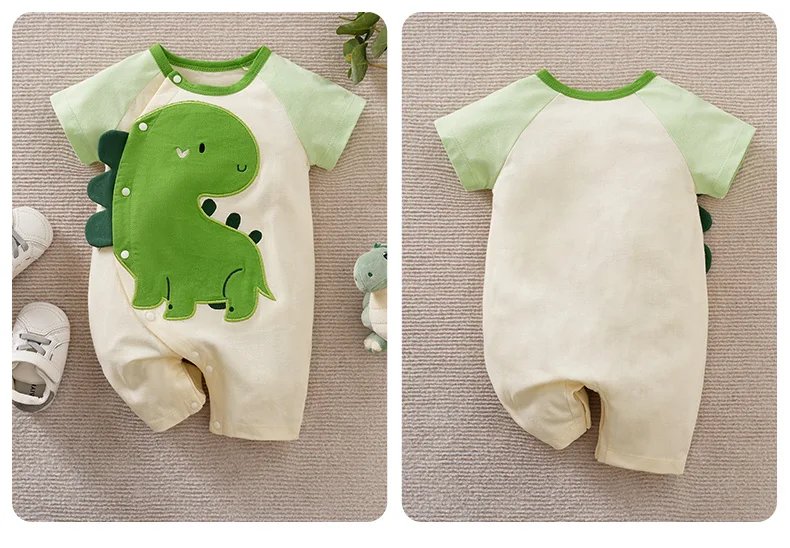 Newborn Baby Clothes Unisex Cute cartoon animal Print Summer cotton Short Sleeve Romper Infant Toddler Pajamas One Piece Outfit