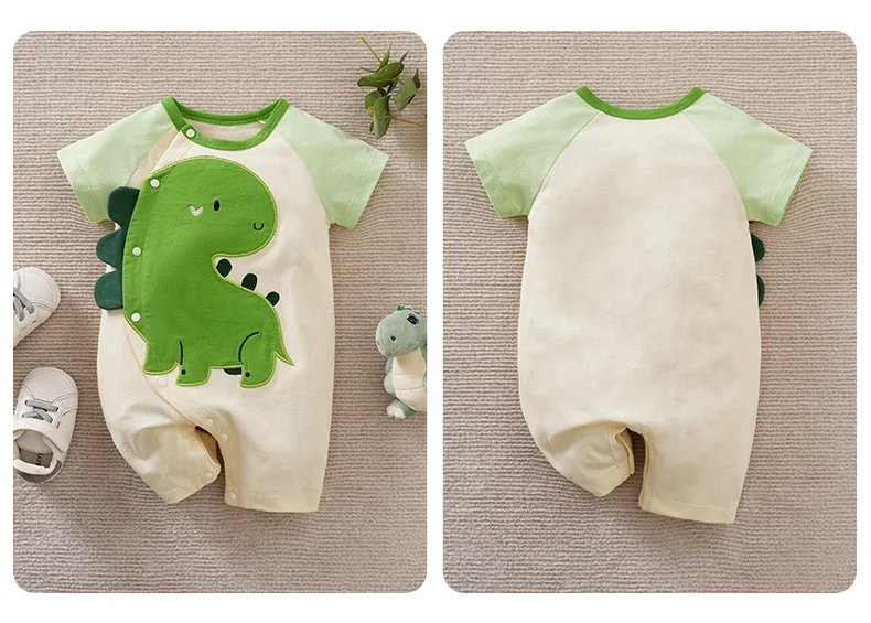 Newborn Baby Clothes Unisex Cute cartoon animal Print Summer cotton Short Sleeve Romper Infant Toddler Pajamas One Piece Outfit