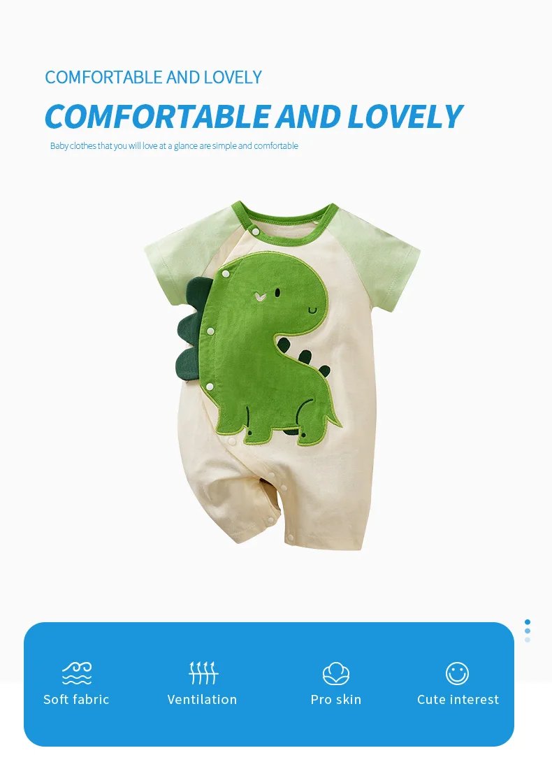 Newborn Baby Clothes Unisex Cute cartoon animal Print Summer cotton Short Sleeve Romper Infant Toddler Pajamas One Piece Outfit