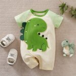 Newborn Baby Clothes Unisex Cute cartoon animal Print Summer cotton Short Sleeve Romper Infant Toddler Pajamas One Piece Outfit - Image 3