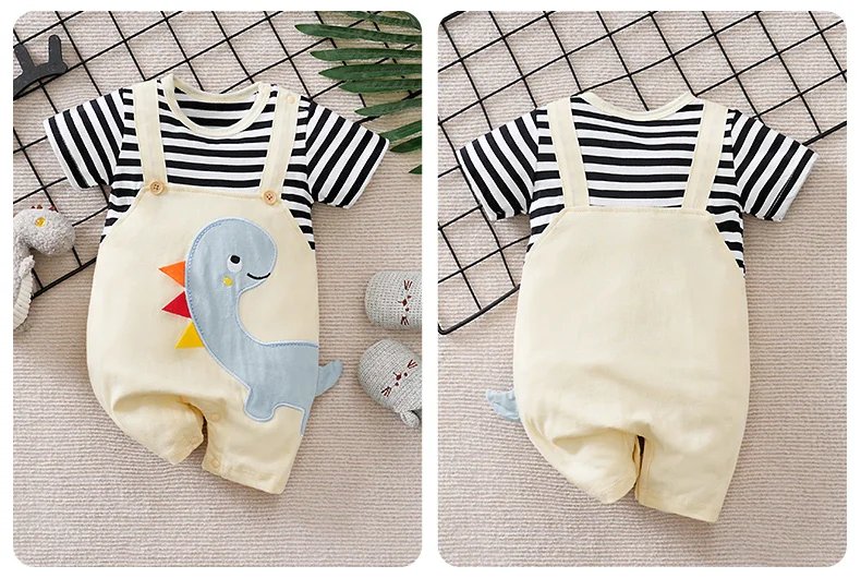 Newborn Baby Clothes Unisex Cute cartoon animal Print Summer cotton Short Sleeve Romper Infant Toddler Pajamas One Piece Outfit