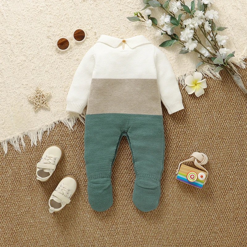 Winter Baby Boys Rompers Clothes 0-12m Autumn Turtle Neck Long Sleeve Knitted Newborn Infant Jumpsuits One Piece Toddler Outfits