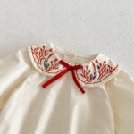 New style one-piece baby dress with trendy collar and bag on the back, suitable for spring and autumn seasons - Image 3