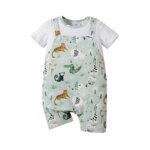 2026 Summer 1-18M Baby Clothes Playful Animal Print Fake Two-Piece Jumpsuit for Boys Short Sleeve Boys Romper - Image 5