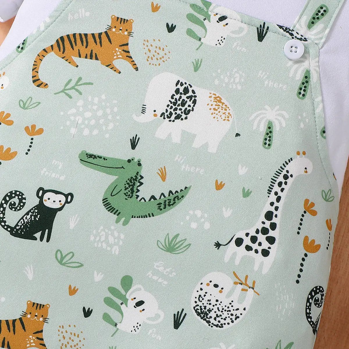 2026 Summer 1-18M Baby Clothes Playful Animal Print Fake Two-Piece Jumpsuit for Boys Short Sleeve Boys Romper