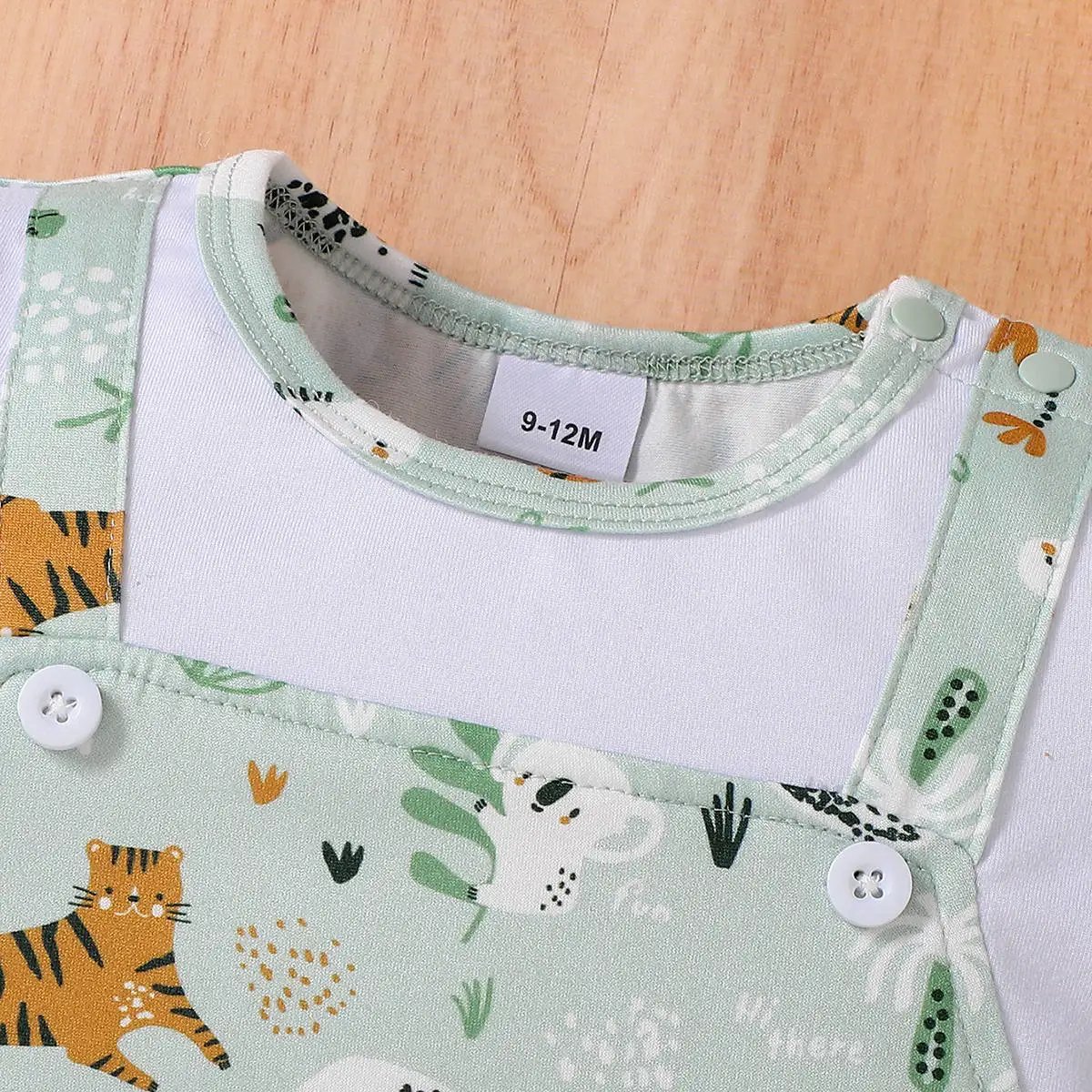 2026 Summer 1-18M Baby Clothes Playful Animal Print Fake Two-Piece Jumpsuit for Boys Short Sleeve Boys Romper