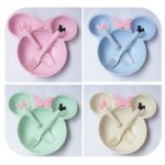 Wheat Straw Bowl Children Cartoon Tableware Set Baby Dinner Plate Baby Training Bowl Spoon Fork for Baby Kids Plate Baby Stuff - Image 2