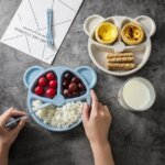 3Pcs/Set Baby Food Feeding Tableware Cartoon Bear Bowl+Spoon+Fork Eating Dinnerware for Children Dishes Kids Dinning Plate - Image 3
