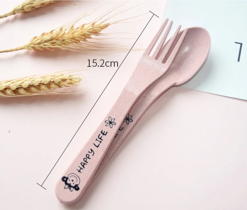 3Pcs/Set Baby Food Feeding Tableware Cartoon Bear Bowl+Spoon+Fork Eating Dinnerware for Children Dishes Kids Dinning Plate