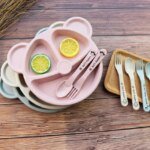 3Pcs/Set Baby Food Feeding Tableware Cartoon Bear Bowl+Spoon+Fork Eating Dinnerware for Children Dishes Kids Dinning Plate - Image 2