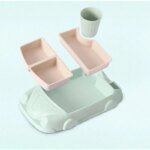 Creative Cartoon Car Plate Baby Dishes Set Bamboo Fiber Plate+Cup Sub-grid Bowl Children's Gift Tableware Set Feeding Dishes - Image 4