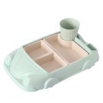 Creative Cartoon Car Plate Baby Dishes Set Bamboo Fiber Plate+Cup Sub-grid Bowl Children's Gift Tableware Set Feeding Dishes - Image 3