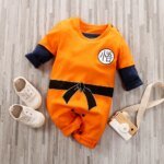 Baby Spring and Autumn Boys and Girls Long sleeved Anime Orange Training Suit Casual All Cotton Bodysuit