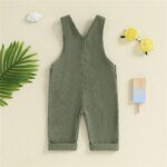 0-24months Unisex Baby Suspender Pants Jumpsuit With Buttons Fit Solid Color Overalls For Toddler Boys And Girls - Image 3
