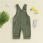 0-24months Unisex Baby Suspender Pants Jumpsuit With Buttons Fit Solid Color Overalls For Toddler Boys And Girls - Image 2