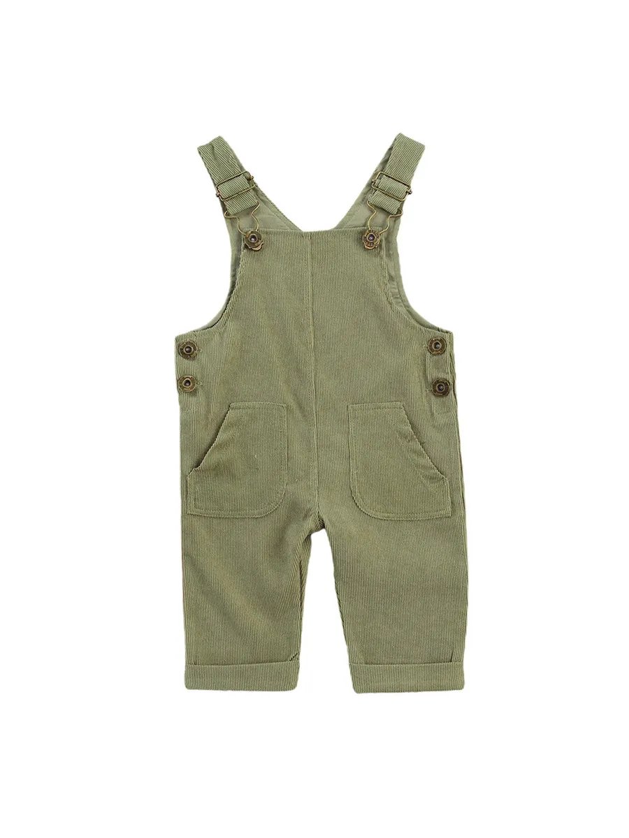 0-24months Unisex Baby Suspender Pants Jumpsuit With Buttons Fit Solid Color Overalls For Toddler Boys And Girls