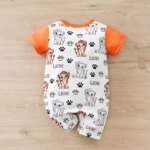 2025 Newborn 0-18Months Boys and Girls Baby Short-Sleeve Romper Cute Lion Print with Faux Two-Piece Design baby clothes Summer - Image 2