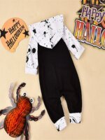 Halloween Newborn  Baby Boy Clothes Infant Baby Boy Romper Long-Sleeve Hooded Cotton Letter Print Nightmare Jumpsuit - Image 2