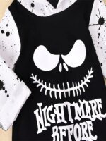 Halloween Newborn  Baby Boy Clothes Infant Baby Boy Romper Long-Sleeve Hooded Cotton Letter Print Nightmare Jumpsuit - Image 4
